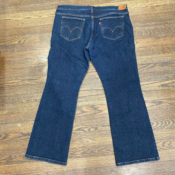 Levi’s 515 Boot Cut Jeans Size 16S Dark Wash Denim Leather 2 Horse Patch - Picture 2 of 10